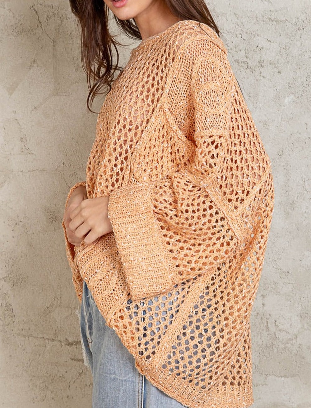 Contrast Knit Sweater in Salmon
